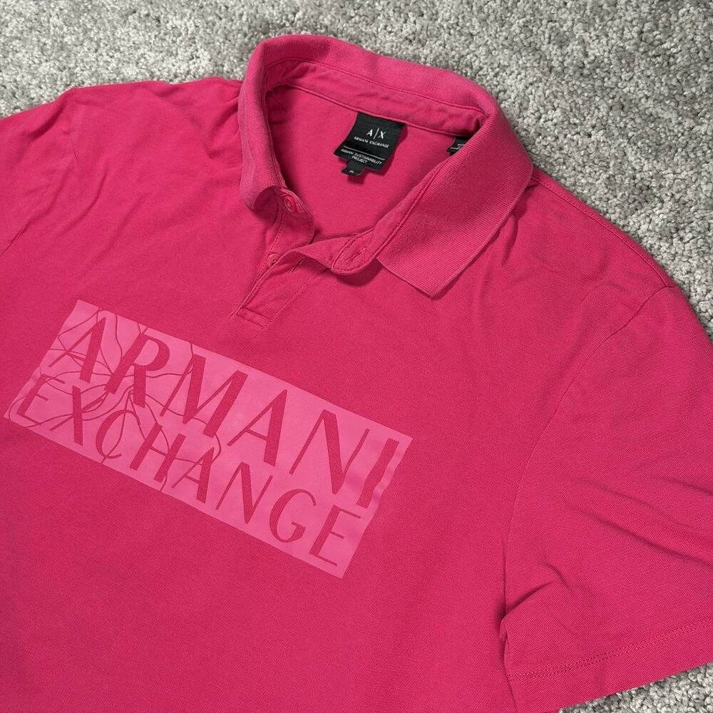 Armani Exchange Hot Pink‎ Polo Shirt Men Size L Short Sleeve Collared Logo
